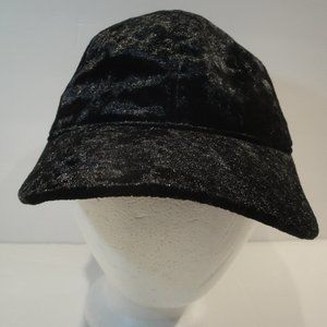Velvet Hat Black Gold Tone Buckle One Size fits most